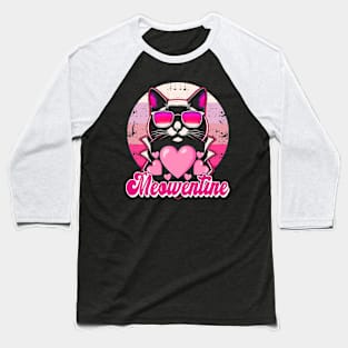 Meowentines Cat lover Vintage Pink Eighties Style Baseball T-Shirt